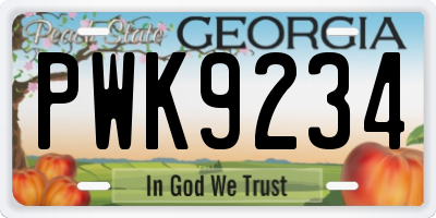 GA license plate PWK9234
