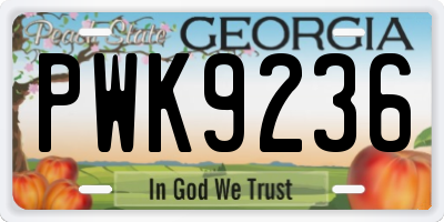 GA license plate PWK9236