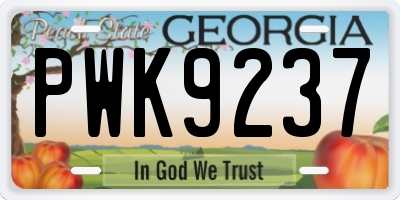 GA license plate PWK9237