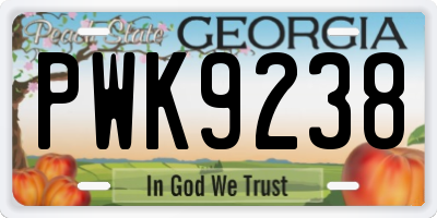 GA license plate PWK9238