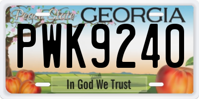 GA license plate PWK9240