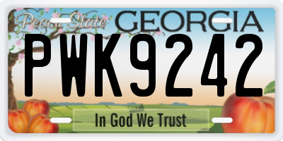 GA license plate PWK9242