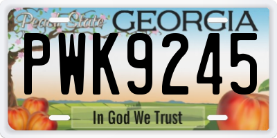 GA license plate PWK9245
