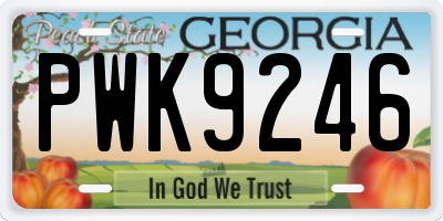 GA license plate PWK9246