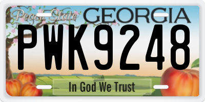 GA license plate PWK9248