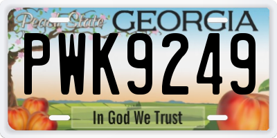 GA license plate PWK9249