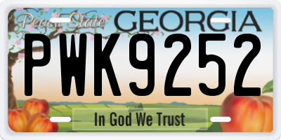 GA license plate PWK9252