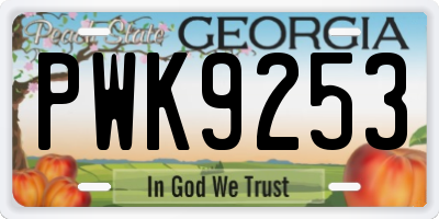 GA license plate PWK9253