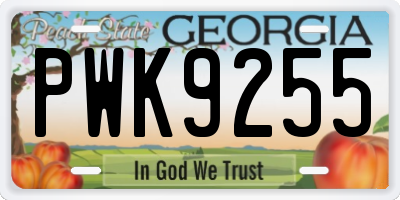 GA license plate PWK9255