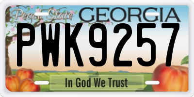GA license plate PWK9257