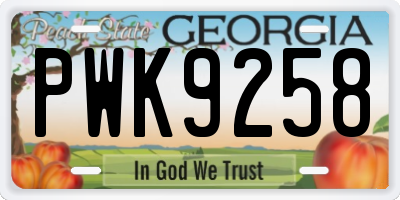 GA license plate PWK9258