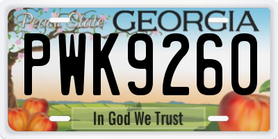 GA license plate PWK9260