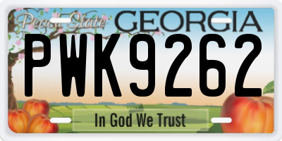 GA license plate PWK9262