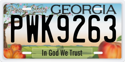 GA license plate PWK9263