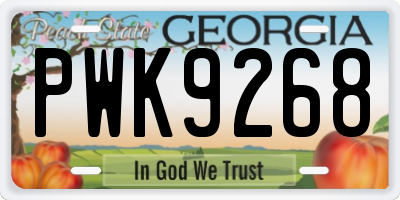 GA license plate PWK9268