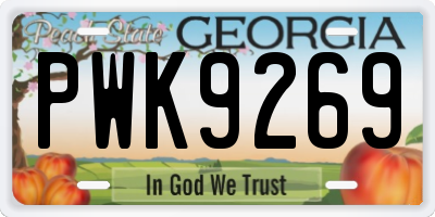 GA license plate PWK9269
