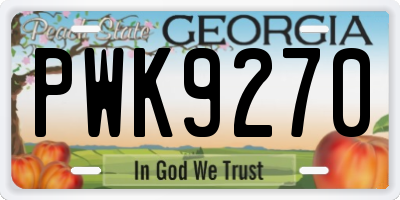 GA license plate PWK9270