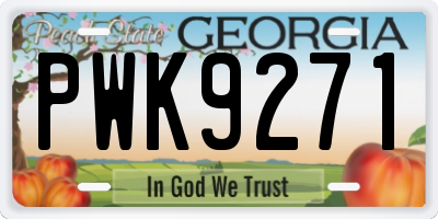 GA license plate PWK9271