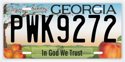 GA license plate PWK9272