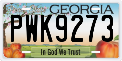 GA license plate PWK9273