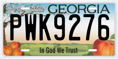 GA license plate PWK9276