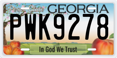GA license plate PWK9278