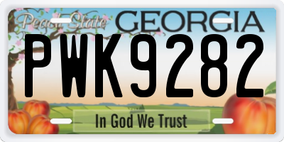 GA license plate PWK9282