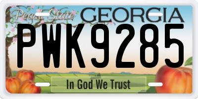 GA license plate PWK9285