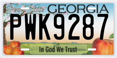 GA license plate PWK9287