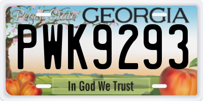 GA license plate PWK9293