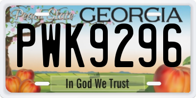 GA license plate PWK9296
