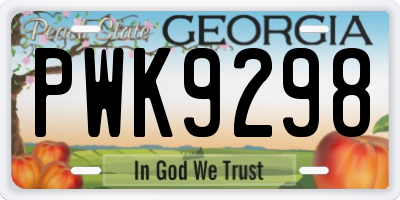GA license plate PWK9298