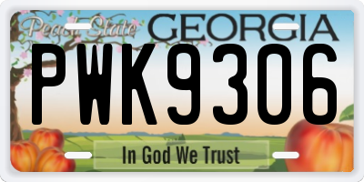 GA license plate PWK9306