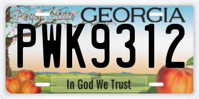 GA license plate PWK9312
