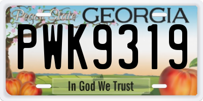 GA license plate PWK9319