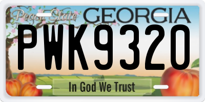 GA license plate PWK9320