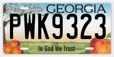GA license plate PWK9323