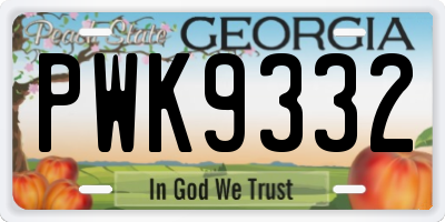 GA license plate PWK9332