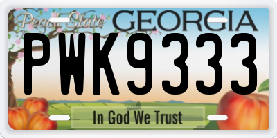 GA license plate PWK9333