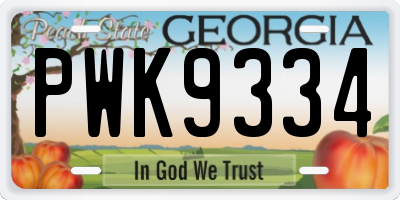 GA license plate PWK9334