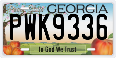 GA license plate PWK9336