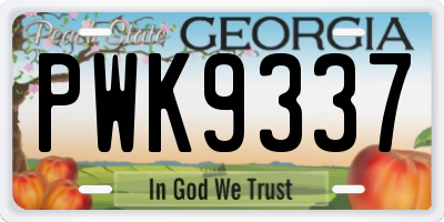 GA license plate PWK9337