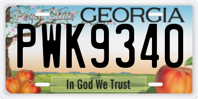 GA license plate PWK9340