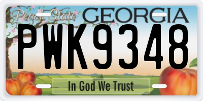 GA license plate PWK9348