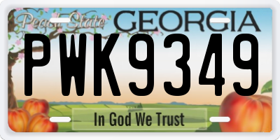 GA license plate PWK9349