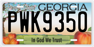 GA license plate PWK9350