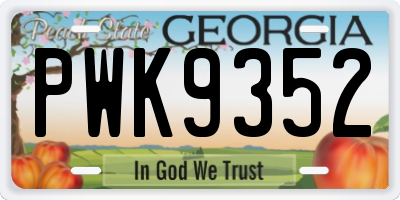 GA license plate PWK9352