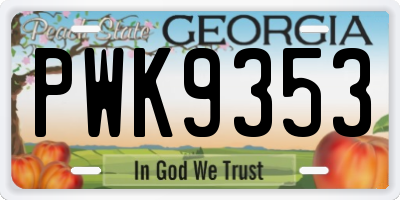 GA license plate PWK9353
