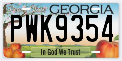 GA license plate PWK9354