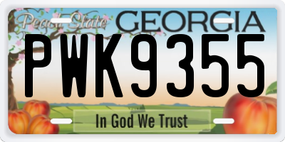 GA license plate PWK9355